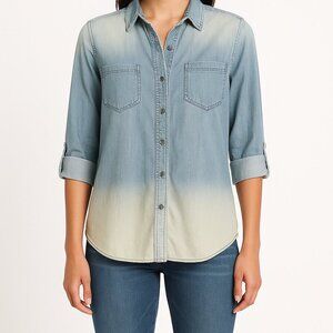 Anthropologie Holding Horses Bleached Chambray Denim Button Shirt - Size Small